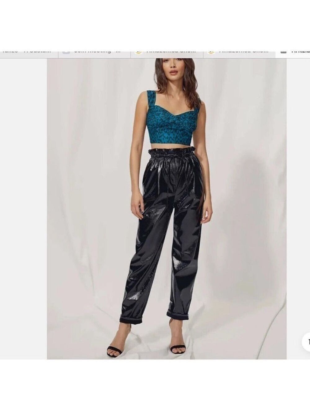 Aritzia Wilfred Jive Pant Faux Vegan Leather Pants High-rise Gathered Waist Sz S